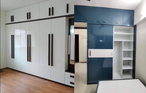 Bespoke walk-in closet with LED lighting and shoe racks, Delhi