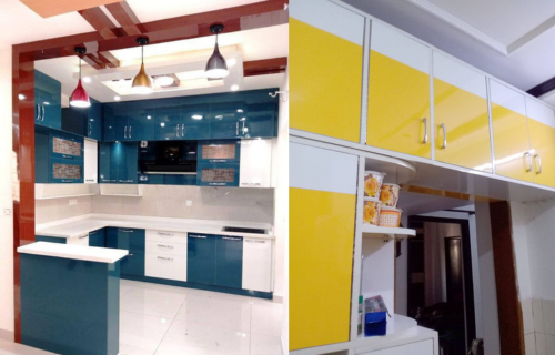 Contemporary modular kitchen with soft-close drawers by Majid Wooden Works, Delhi